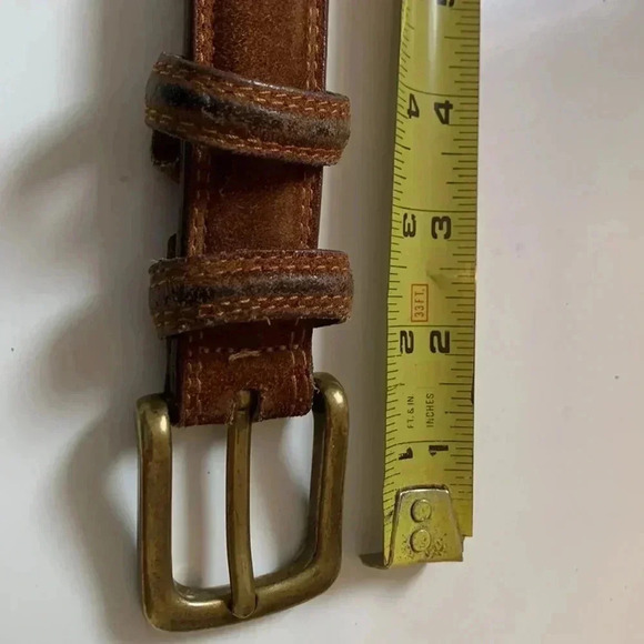 Eddie Bauer brown, thick& sturdy vintage leather belt with  suede - Picture 4 of 9